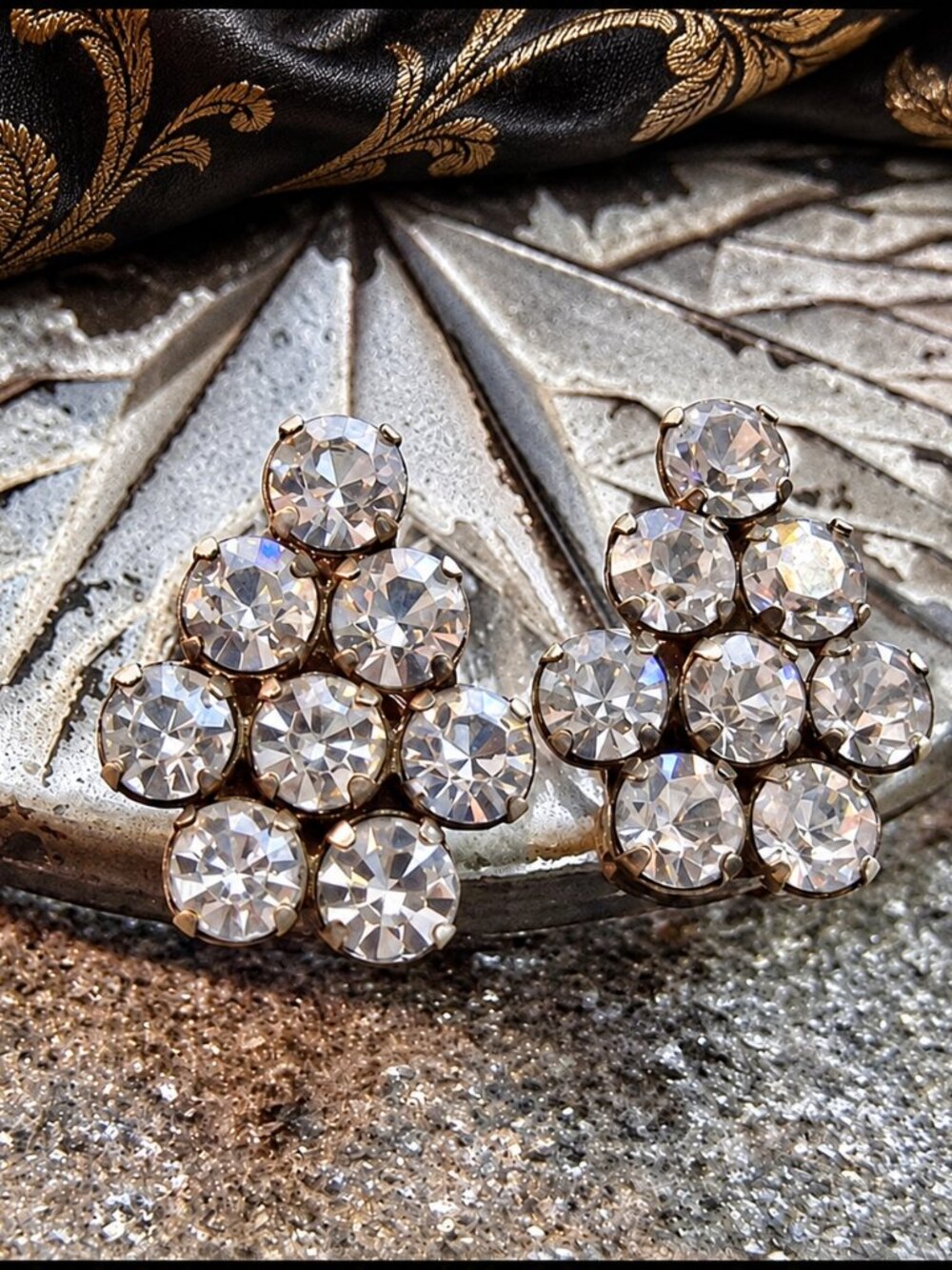 Early 1900s Antique Art Deco Petite Earrings Old Austrian Crystals